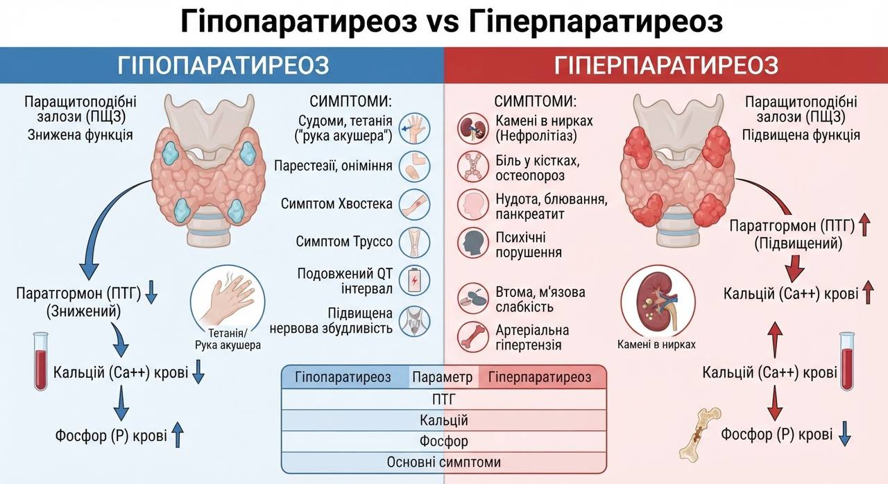 Гіпо- і гіперпаратиреоз: дві крайності одного гормону, що керує кальцієм
